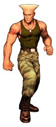 1boy absurdres american_flag american_flag_tattoo black_boots blonde_hair boots camouflage camouflage_pants capcom capcom_vs_snk_2 clenched_hands dog_tags flattop game_cg guile highres male_focus mori_toshiaki muscular muscular_male non-web_source official_art pants smile street_fighter tank_top tattoo veins veiny_arms