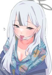 1girl blue_archive fujimura_ram halo highres konoka_(blue_archive) long_tongue tagme tongue tongue_out