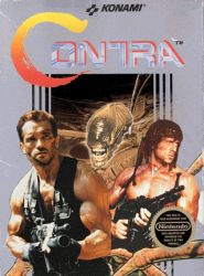 2boys alien_(1979) alien_(series) animated animated_gif arnold_schwarzenegger bill_rizer box_art comparison contra konami lance_bean lowres multiple_boys muscular nintendo sylvester_stallone xenomorph