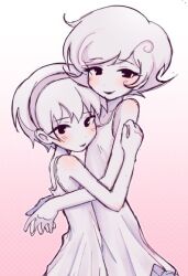 black_lips blush dress fda400 headband homestuck hug nerutic non-web_source rose_lalonde roxy_lalonde siblings white_dress