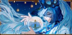1girl crown fate/grand_order fate_(series) hair_between_eyes highres inkenajellyfish long_hair morgan_le_fay_(fate) morgan_le_fay_(queen_of_winter)_(fate) nail_polish ponytail solo spikes veil very_long_hair white_hair