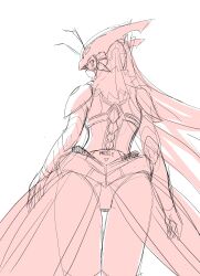 armor armored_gloves armored_leotard ass ass_focus butterfly_wings digimon digimon_(creature) fur_collar helmet highres hudiemon insect_wings leotard long_hair looking_at_viewer looking_back ph6xeivbgpimggg shoulder_armor thick_thighs thighhighs thighs tinted_eyewear wings