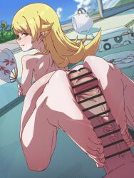 1boy 1girl absurdres animated anus ass bakemonogatari bar_censor barefoot blonde_hair blue_sky blurry blurry_background censored cloud completely_nude cum cum_on_body cum_on_feet erection fang feet flower foot_focus foot_pussy footjob from_behind funen_gomi_m hand_fan hetero highres holding holding_fan incense_burner indoors large_penis loli long_hair looking_at_viewer looking_back lying monogatari_(series) nude on_stomach oshino_shinobu paid_reward_available pastry_box penis plate pointy_ears pov pov_crotch reverse_footjob sky sliding_doors smile sound summer sunflower tagme tatami thighs toes two-footed_footjob veins veiny_penis veranda video yellow_eyes