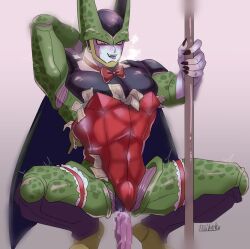1boy anal anal_fluid anal_object_insertion arm_support arm_up arms_behind_head black_nails black_skin black_wings bow bowtie bulge cell_(dragon_ball) censored clothing_aside colored_skin colored_tongue crouching dildo dildo_riding dragon_ball dragonball_z fingernails frilled_thigh_strap frills grabbing_pole green_skin grey_background heavy_breathing leotard leotard_aside male_focus money mosaic_censoring multicolored_skin object_insertion open_mouth pectorals perfect_cell pink_eyes pole pole_dancing purple_skin purple_tongue red_bow red_bowtie red_leotard sex_toy sharp_fingernails simple_background smile solo spots squatting strapless strapless_leotard sweat tail teeth thigh_strap tongue tongue_out tucked_money upper_teeth_only white_cuffs white_frills white_skin wings wrist_cuffs yaoi yellow_skin