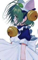 1girl animal_ears animal_hat antenna_hair apron bell blue_dress cat_ears cat_hat cat_tail dejiko di_gi_charat dress green_eyes green_hair hair_bell hair_ornament hat highres looking_to_the_side maid_apron pepeppepe101 profile puffy_short_sleeves puffy_sleeves short_hair short_sleeves solo tail white_apron