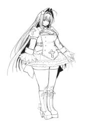 1girl ahoge breasts cleavage fat goth_fashion hair_ears hair_intakes hair_ornament heart heart_hair_ornament highres large_breasts long_hair meisharan nanaco_(meisharan) original smile solo thick_arms