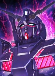 close-up electricity glowing gundam gundam_unicorn mecha no_humans nt-d robot solo unicorn_gundam yusao