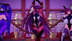 3d 3girls akiyama_rinko animated artist_request ass ass_shake audible_music black_leotard blue_hair bodysuit bouncing_breasts breasts brown_hair dancing dark-skinned_female dark_skin fishnets full_body highres huge_ass huge_breasts impossible_clothes impossible_leotard jiggle leotard long_hair long_twintails looking_at_viewer mikumikudance_(medium) mizuki_shiranui mizuki_yukikaze mother_and_daughter multiple_girls music pink_eyes see-through_clothes shiny_clothes shiny_skin short_hair skin_tight small_breasts sound standing taimanin_(series) taimanin_rpgx taimanin_suit taimanin_yukikaze teamwork thong_leotard twintails very_long_hair video wide_hips