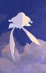 cloud gen_3_pokemon highres jirachi legendary_pokemon mythical_pokemon night night_sky nintendo pokemon pokemon:_jirachi:_wish_maker pokemon_(anime) pokemon_(creature) pokemon_rse_(anime) sky star_(sky) starry_sky uluchama