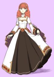 Rule 34 | 1girl, adricarra, alternate costume, breasts, celica (fire emblem), celica (valentine) (fire emblem), choker, cleavage, dress, earrings, fire emblem, fire emblem echoes: shadows of valentia, fire emblem heroes, highres, jewelry, long dress, long hair, long sleeves, nintendo, princess, red eyes, red hair, tiara, valentine