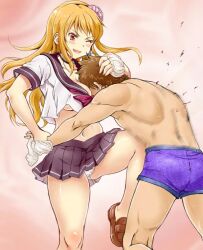 1boy 1girl blood breasts fighting humiliation large_breasts paid_reward_available