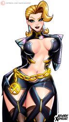 1girl absurdres belly blonde_hair breasts darkxenssei emma_frost emma_frost_(x-revolution) highres large_breasts marvel marvel_rivals mature_female navel original solo thick_thighs thighs wide_hips x-men x-men_(1992_video_game)