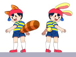 animal_ears ass bad_tag black_hair child hat legs mario_(series) mother_(series) mother_2 ness_(mother_2) nintendo rabbit_ears rabbit_tail raccoon_ears raccoon_tail red_hat shirt shoes shorts shota socks striped_clothes striped_shirt super_mario_bros._3 super_smash_bros. tail tanooki the_legend_of_zelda the_legend_of_zelda:_ocarina_of_time