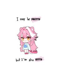 Rule 34 | 1girl, animal ear fluff, animal ears, chibi, commentary, elizabeth rose bloodflame (artist), english commentary, english text, hololive, hololive english, kindergarten uniform, long hair, multicolored hair, panther ears, panther girl, panther tail, pink hair, pink shoes, raora panthera, raora panthera (artist), revision, school uniform, second-party revision, self-portrait, shoes, simple background, smile, streaked hair, tail, very long hair, virtual youtuber, white background, white hair, yellow eyes