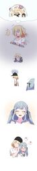 &gt;_&lt; 5girls ? absurdres anger_vein angry ave_mujica_(bang_dream!) bag bang_dream! bang_dream!_it&#039;s_mygo!!!!! beret black_hair black_hat black_ribbon blonde_hair blue_hair blush brown_bag character_doll commentary corset dated_commentary doloris_(bang_dream!) dreaming green_hair grey_skirt hair_ribbon hat highres long_hair long_image medium_hair misumi_uika multiple_girls oblivionis_(bang_dream!) puff_of_air purple_eyes purple_hair red_hat ribbon shirt short_hair shoulder_bag skirt smile spoken_question_mark tall_image tearing_up togawa_sakiko tongue tongue_out wakaba_mutsumi waking_up white_shirt yahata_umiri yellow_eyes yuutenji_nyamu yzj21333