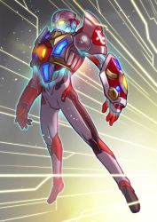 Rule 34 | 1boy, acceptor, armor, clenched hands, crossover, denkou choujin gridman, gloves, glowing, glowing eyes, gridman (character), gridman universe, highres, kuroda asaki, male focus, multiple boys, no pupils, shoulder armor, solo, ssss.gridman, tokusatsu, ultra series, ultraman x, ultraman x (series), yellow eyes