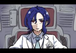 Rule 34 | 1boy, blue hair, cockpit, flower, formal clothes, gundam, gundam gquuuuuux, karaage unai, male focus, red eyes, rose, shuji ito, suit, tuxedo, upper body, wedding suit, white flower, white rose, white suit