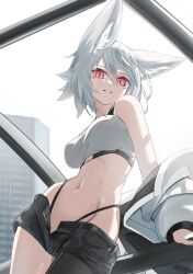 1girl animal_ears character_request groin open_fly short_hair shorts tagme you_san