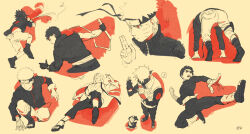Rule 34 | 006 wa, 1girl, 5boys, bandaged arm, bandages, black eyes, book, boots, dog, facial mark, fingerless gloves, flying kick, forehead protector, gloves, hatake kakashi, highres, holding, holding book, kicking, konohagakure symbol, long hair, multiple boys, naruto: the last, naruto (classic), naruto (series), naruto shippuuden, open-toe boots, open book, pakkun (naruto), pants, red eyes, rock lee, shirt, short hair, shorts, spiked hair, torn clothes, tsunade (naruto), uchiha obito, uchiha sasuke, uzumaki naruto, vest, whisker markings