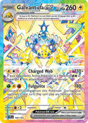 animal_focus artist_name blue_eyes bug card_(medium) character_name company_name copyright_name copyright_notice electricity english_text extra_eyes full_body galvantula gem gen_5_pokemon joltik nanau777 nintendo no_humans official_art pokemon pokemon_(creature) pokemon_card pokemon_focus pokemon_tcg solo sparkle terastallization third-party_source trading_card