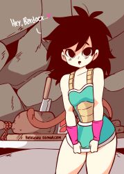 1girl animated animated_gif armor bad_tag battle_armor black_hair bottomless breasts brown_fur clothes_lift diives dragon_ball dragon_ball_super female female_focus flashing food fur gine heart highres legs_together long_hair looking_at_viewer looping_animation mature_female meat monkey_humanoid one_eye_closed open_mouth patreon pussy saiyan saiyan_tail skirt skirt_lift small_breasts solo spoken_heart tail tongue tongue_out watermark wink