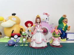 Rule 34 | digimon, digimon (creature), dress, flower, gekomon, highres, otamamon, palmon, petals, photo (medium), sharp teeth, tachikawa mimi, tail, teeth