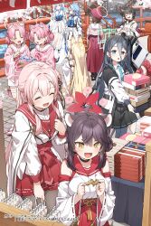 6+girls :d ^_^ absurdres aris_(blue_archive) black_hair black_skirt blue_archive blue_eyes blue_hair blue_necktie blush braid breasts bridge brown_eyes brown_shoes character_request check_character chise_(blue_archive) chlorella_observation_club_member_(blue_archive) closed_eyes collared_shirt day dress hair_between_eyes hair_bobbles hair_ornament halo highres horns jacket japanese_clothes kaede_(blue_archive) kaho_(blue_archive) kimono large_breasts long_hair long_sleeves low_twintails mimori_(blue_archive) multiple_girls necktie niya_(blue_archive) one_side_up open_clothes open_jacket open_mouth outdoors parted_bangs parted_lips pink_hair pleated_skirt puffy_long_sleeves puffy_sleeves red_sailor_collar red_skirt river sailor_collar shirt shoes sideboob skirt smile translation_request twin_braids twintails two_side_up very_long_hair white_dress white_jacket white_kimono white_sailor_collar white_shirt yukie_(kusaka_shi)