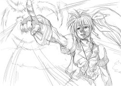 Rule 34 | 1girl, bow, cool your head, female focus, fingerless gloves, gloves, greyscale, hades project zeorymer, lyrical nanoha, magical girl, mahou shoujo lyrical nanoha, mahou shoujo lyrical nanoha strikers, monochrome, parody, sketch, solo, takamachi nanoha, toryuu, twintails, what, white devil