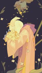 1boy asriel_dreemurr flower goat_boy green_sweater highres holding holding_flower horns male_focus mei_(tuboishi) plant purple_vest solo sweater undertale upper_body vest vines