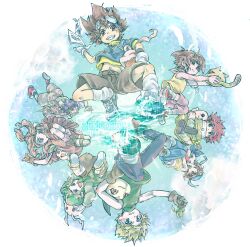 3girls 5boys digimon digimon_adventure glasses highres ishida_yamato izumi_koshiro kido_jo koromon mochimon multiple_boys multiple_girls nyaromon pukamon pyocomon tachikawa_mimi takaishi_takeru takenouchi_sora tanemon tokomon tunomon yagami_hikari yagami_taichi