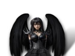ai-generated bad_tag black_hair breasts cosplay fallen_angel high_school_dxd highres huge_breasts large_breasts long_hair pink_eyes raynare raynare_(cosplay) realistic