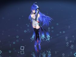 1girl absurdres ahoge azur_lane bare_shoulders black_boots black_gloves blue_hair boots breasts cleavage closed_eyes clothing_cutout dress gloves headgear helena_(azur_lane) helena_(meta)_(azur_lane) highres huge_filesize kyl490 large_breasts long_hair pelvic_curtain reflection reflective_water side_cutout sleeveless sleeveless_dress solo thigh_boots thighhighs very_long_hair white_dress