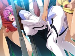 1girl 5boys age_difference aqua_eyes ass bdsm bent_over blue_eyes blush bodysuit bondage bottomless bound breasts censored clothed_sex covered_erect_nipples cum doggystyle game_cg gangbang gentle_sasaki green_eyes group_sex hanging_breasts hetero huge_breasts imminent_rape impossible_bodysuit impossible_clothes large_breasts large_variant_set looking_back male_masturbation masturbation mosaic_censoring multiple_boys necktie non-web_source official_art open_mouth outdoors penis prism_reica public_indecency public_use purple_hair pussy_juice rape restrained sex sex_from_behind shindou_hatsune shiny_clothes short_hair skin_tight solo_focus soukou_senki_prism_reica stationary_restraints testicles torso_grab variant_set white_bodysuit