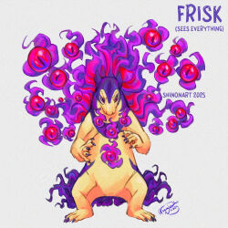 animal_focus artist_name claws commentary creatures_(company) dated english_commentary english_text full_body game_freak grey_background hisuian_typhlosion magic nintendo no_humans pokemon pokemon_(creature) red_eyes shadeofshinon signature simple_background solo standing straight-on