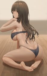Rule 34 | 1girl, ass, bikini, breasts, butt crack, character request, feet, free style (yohan1754), highres, large breasts, looking at viewer, solo, swimsuit, tagme, thong
