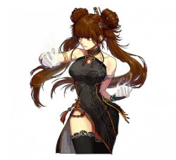 1girl artist_request breasts brown_hair character_request chinese_clothes dress dungeon_fighter_online large_breasts tagme