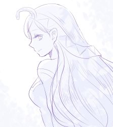 1girl bad_id bad_pixiv_id breasts chrono_cross commentary_request dress female_focus long_hair mizushima_(kazami4) monochrome riddel snake solo