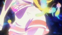 1girl animated animated_gif blonde_hair camisole dissolving_clothes exploding_clothes hair_down henshin hip_focus loli lyrical_nanoha magical_girl mahou_shoujo_lyrical_nanoha_vivid official_art panties skirt solo striped_clothes striped_panties thighs transformation underwear unworn_clothes vivio