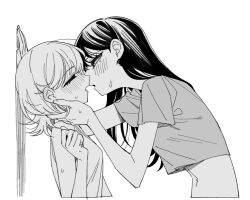 Rule 34 | 2girls, bang dream!, bang dream! it&#039;s mygo!!!!!, blush, camisole, closed eyes, commentary request, greyscale, half-closed eyes, hand in another&#039;s hair, kaname raana, korean commentary, long hair, looking at another, medium hair, monochrome, multiple girls, neonfloyd, shiina taki, short sleeves, sweat, wolf cut, yuri