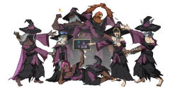 2girls 4boys absurdres bird_boy black_hair blonde_hair blue_eyes brother_and_sister brown_hair cape cosplay dress duchess_(elden_ring) elden_ring elden_ring_nightreign executor_(elden_ring) guardian_(elden_ring) hat helmet highres ironeye_(elden_ring) long_hair multiple_boys multiple_girls raider_(elden_ring) recluse_(elden_ring) revenant_(elden_ring) siblings simple_background smile white_hair winged_helmet wylder_(elden_ring)