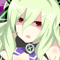 1girl female_focus green_hair hakozaki_chika long_hair neptune_(series) red_eyes solo tagme