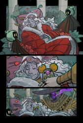 2boys ancient_greek_clothes brothers charon_(hades) closed_eyes colored_skin commentary english_commentary greco-roman_clothes grey_hair grey_skin hades_(series) hades_2 hat headpat highres holding holding_oar holding_toy hypnos_(hades) illustratorneal long_hair mask mask_on_head multiple_boys oar pillow purple_eyes siblings skull sleep_mask sleeping smile stuffed_animal stuffed_mouse stuffed_toy toy white_hair