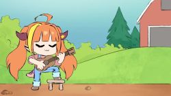 &gt;_&lt; 6+girls :3 :o ^_^ acoustic_guitar ahoge alternate_costume animal_ears animated arms_up asymmetrical_legwear audible_music audible_speech backwards_hat bare_shoulders barn baseball_cap bell bird black_gloves black_hair black_jacket black_shorts blonde_hair blue_hair blue_overalls braid brown_shirt cape carrot_hair_ornament chibi closed_eyes closed_mouth coco_kaine curled_horns day denim detached_sleeves don-chan_(usada_pekora) dragon_girl dragon_horns dragon_tail dress duck english_audio ernestitor extra_ears farm food-themed_hair_ornament fur-trimmed_cape fur-trimmed_dress fur-trimmed_sleeves fur_scarf fur_trim gloves guitar hair_bell hair_ornament hands_on_own_hips hat holding holding_instrument holding_paper hololive horns instrument jacket kiryu_coco long_hair looking_at_viewer middle_finger midriff mismatched_legwear multicolored_eyes multicolored_hair multiple_girls music navel nontraditional_miko o_o off_shoulder old_macdonald_had_a_farm one_side_up oozora_subaru oozora_subaru_(1st_costume) open_clothes open_jacket open_mouth orange_hair outdoors outstretched_arms overalls paper pink_hair playing_instrument pointy_ears purple_eyes rabbit_ears rabbit_girl red_eyes red_headwear red_legwear sakura_miko sheep_ears sheep_girl sheep_horns shirt shoes short_hair short_sleeves shorts sidelocks singing sleeveless sleeveless_dress sound standing strap_slip streaked_hair striped_clothes striped_shirt t-shirt tail tank_top thighhighs tied_shirt tsunomaki_watame twin_braids twintails two-tone_hair two-tone_headwear usada_pekora usada_pekora_(1st_costume) vertical-striped_clothes vertical-striped_shirt video virtual_youtuber white_dress white_hair white_headwear white_legwear white_shirt white_shorts white_tank_top wide_sleeves yellow_shirt