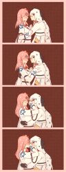 2girls black_gloves girls&#039;_frontline gloves highres iws_2000_(girls&#039;_frontline) kiss long_hair multiple_girls negev_(girls&#039;_frontline) red_eyes silence_girl white_hair yuri