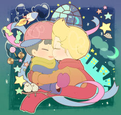 bad_tag black_hair child hat kiss lucas_(mother_3) mother_(series) mother_2 mother_3 ness_(mother_2) nintendo opipio_m scarf shota super_smash_bros. sweater
