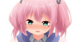 Rule 34 | 050411285aura, 10s, 1girl, bad id, bad pixiv id, blush, chuunibyou demo koi ga shitai!, crying, female focus, green eyes, highres, pink hair, shichimiya satone, short hair, simple background, solo, tears, white background
