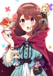 6+girls blonde_hair blush brown_hair character_request chibi copyright_request green_eyes long_hair looking_at_another mare_selen_el_phiriazar moyui_(myi_005) multiple_girls narek_ischl_de_milidonia one_eye_closed open_mouth purple_eyes purple_hair red_hair ruze_selen_el_phiriazar short_hair vino_von_lomzard