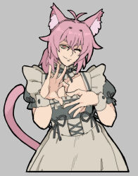 animal_ears cat_boy cat_ears cat_tail heart heart_hands highres indie_virtual_youtuber maid non-web_source one_eye_closed paco_the_catboy pink_eyes pink_hair tail trap virtual_youtuber