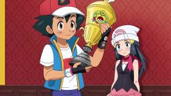 Rule 34 | 1boy, 1girl, animated, anus, ash ketchum, ass, audible speech, beanie, black hair, black thighhighs, blue eyes, blue hair, bouncing breasts, boy on top, breasts, brown eyes, completely nude, cowgirl position, cum, cum in pussy, dawn (pokemon), ejaculation, english audio, erection, fingering, fingerless gloves, girl on top, gloves, handjob, happy sex, hat, hetero, imjustthatkinky, indoors, kiss, laceysx, lying, macstarva, mating press, medium breasts, moaning, multiple views, mutual masturbation, navel, nintendo, nipples, nude, on back, on bed, penis, pillow, plant, pokemon, pokemon (anime), pokemon journeys, pussy, red hat, scarf, sex, sitting, smile, socks, sound, standing, straddling, tagme, testicles, thighhighs, trophy, uncensored, vaginal, video, white socks