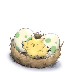 animal_focus bird blush claws closed_eyes creatures_(company) egg full_body game_freak gen_1_pokemon highres kashiwa_(3920kashiwa) legendary_pokemon light_blush nest nintendo no_humans pokemon pokemon_(creature) pokemon_egg pokemon_focus simple_background sitting solo white_background zapdos